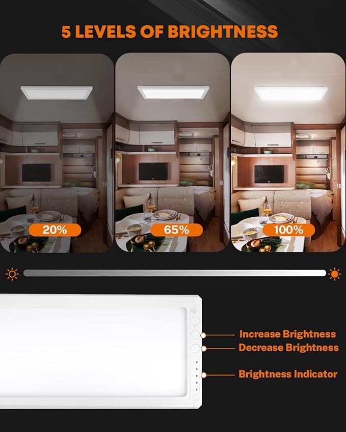 Kohree Dimmable RV Interior Light 12V 16.7" x 6.6", 1500 Lumen RV LED Ceiling Lights, 5 Levels of Dimming, 3 Color Temperature, 2900-6500K, RV Lights Fixtures for Car/RV/Trailer/Camper/Boat (2 Pack)