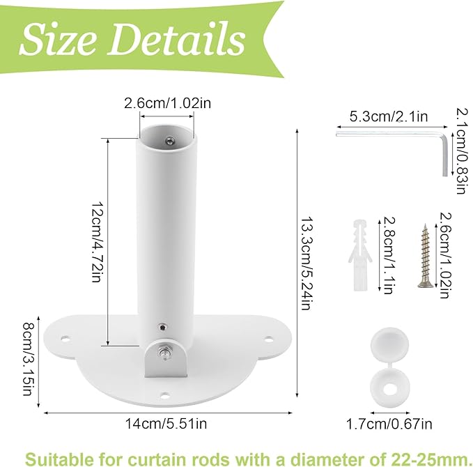 Adjustable Shower Curtain Rod Bracket 1 Pack Aluminum Alloy Shower Curtain Rod Single Swivel Flange Heavy Duty Closet Rod Bra