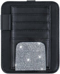 Bling Car Sun Visor Organizer, Rhinestone Multi-Pocket Truck Visor Organizer Pouch with Visor Pen Holder,Glasses Holder,Universal Sunvisor Organizers for Most Cars SUVs -White