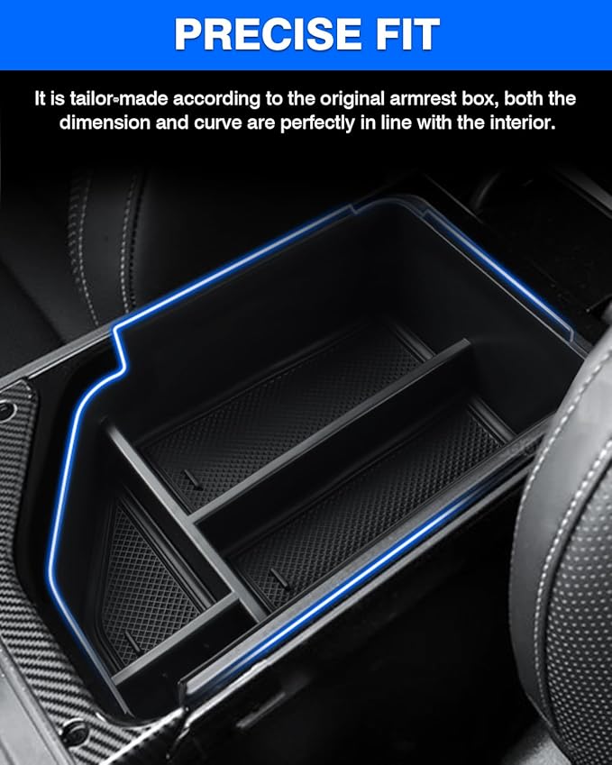 Autorder Center Console Organizer for 2022 2023 2024 2025 Kia EV6 Accessories Armrest Storage Box Secondary Insert Tray with Anti-slip Mat