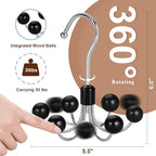 TOPIA HANGER Hoodie Hangers 4-Pack with 6 Wood Balls, 360°Swivel Purse Hanger, Scarf Hanger, Closet Hooks, Handbag Organizer,