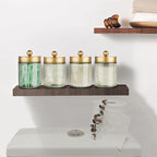 Amolliar Sage Green Apothecary Glass Jar With Metal Lid & Stickers, Bathroom Qtip Holder Storage Canister, Farmhouse Decor fo