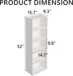 Wooden 5 Cube Storage Organizer, White 5 Tier Bookcase Bookshelf Freestanding Storage Display Organizer, Versatile Cubes Open