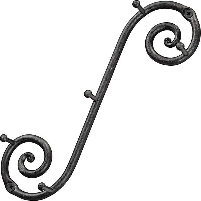 RTZEN Farmhouse Small Key Holder for Wall - Handcrafted Swirl Decorative 5 Key Hooks for Home Entryway - Wrought Iron Wall Mo