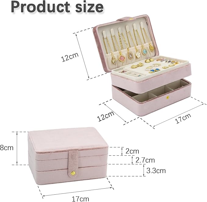 KOOAAICCHI Small Jewelry Box, Travel Jewelry Organizer, Portable Jewelry boxes for Women Girls Gift, Double Layers PU Leather