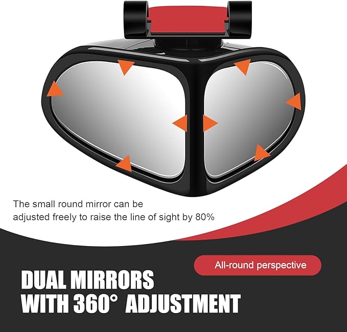 2 PCS Car Blind Spot Mirror, 360 Degree Adjustable Wide Angle Mirror, Double-sided Large Field HD Glass Auxiliary for Free Reversing, Self-adhesive Waterproof Specular Accessories (Black)
