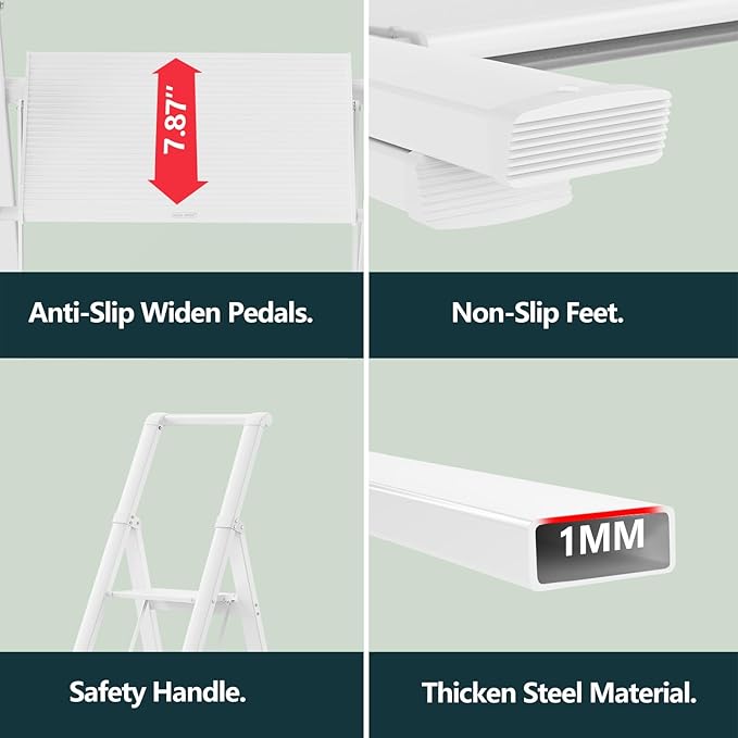 WOA WOA 6 Step Ladder, Lightweight Folding ladders with Wide Pedals, Slim Stepladder for Narrow Spaces, Tall Ladder for High 