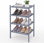 Smiry Small Bamboo Shoe Rack 4-Tier, Stackable Wooden Shoe Organizer for Entryway & Closet, Free Standing Wood Shoe Storage S