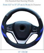 Alusbell Microfiber Leather Steering Wheel Cover Breathable Auto Car Steering Wheel Cover for Men and Women Universal 15 Inch