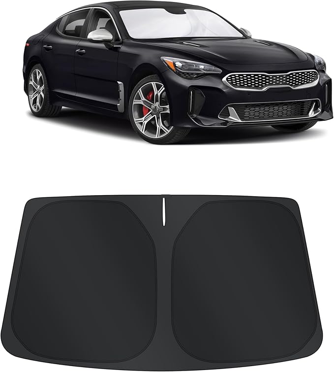 TINGLU Sun Shade for Kia Stinger 2018-2023 Accessories Windshield Sun Shade Window Shade UV Rays Protection Sun Visor Cover with Steering Wheel Sunshade Storage Bag