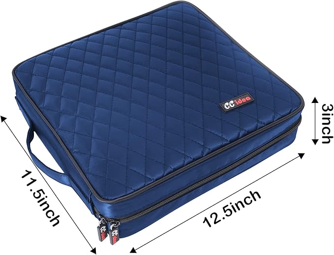 CCidea 200 Capacity CD or DVD Case Holder Portable Wallet Disc Storage Binder Nylon CD Bag for Car, Home, Travel Carrying Protector Organizer (200-Blue)
