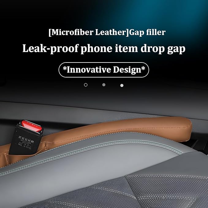 Car Seat Gap Filler, 2PCS Between Vehicle Seats Console Organizer Stop Things from Dropping, Automotive Interior Chair Gap Coverage Fill, Universal for SUV Automobile Truck (Brown)