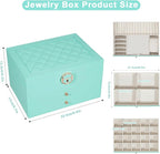 GUOER Jewelry Box for Women Girl Wife 3 Layers Large PU Leather Jewelry Organizer Storage Case with Two drawers Display for E