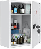 Uniclife Wall Mount Medicine Cabinet with Combination & Key Lock Locking First Aid Cabinet Lockable Medical Cabinet Large Cap