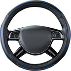 Car Pass Colour Piping Leather Universal Fit Steering Wheel Cover,Perfectly fit for 14.5-15 inches Suvs, Vans, Trucks, Sedans