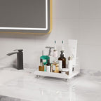 YOOLENS Quick Dry Electric Toothbrush Holder 4 Slots Metal Bathroom Counter Organizer for Toothpaste Razor Mouthwash, White