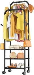 Furologee Clothing Racks for Hanging Clothes, Portable Rolling Garment Rack, Sturdy Metal Freestanding Clothes Rack with Whee
