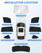 Windshield Sun Shade for 2020-2025 2026 Toyota Highlander Accessories Side Rear Window Shade Cover Set Window Sun Visor Privacy for Camping Keep Vehicle Cool Black 8PCS