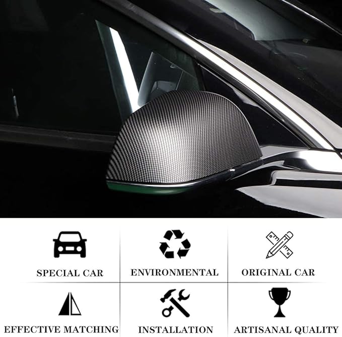 Side Mirror Cover for Tesla Car Exterior Accessories ABS Plastic Outside Cap (Pack of 2)(Model S 2016-2020 Imitation Carbon Fiber Matte)