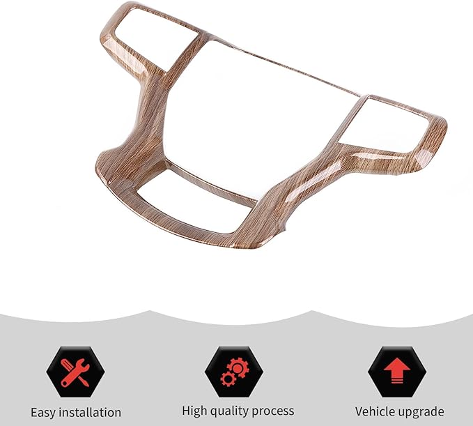 Steering Wheel Trim Cover Frame Decoration Interior Accessories Compatible with Chevrolet Silverado 2019-2023,for Chevrolet Tahoe 2021-2023,for Suburban SUV 2020-2023,Wood grain