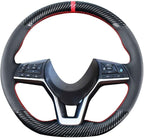 DIY Stitching Carbon Fiber Steering Wheel Cover for Nissan Rogue 2017-2020 / Leaf Kicks 2018-2020 / Altima 2019-2021 / Sentra Versa 2020 2021 15 inches Leather Interior Accessories