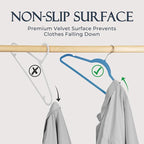 HOUSE DAY Tranquil Blue Velvet Hangers 60 Pack, Non Slip Clothes Felt Hanger Heavy Duty for Coat, Premium Slim Space Saving S