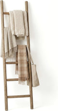 Wooden Blanket Ladder - 76in Natural Wood Color- Leaning Wall Decor for Bedroom, Bathroom, Living Room - Rustic Quilt Holder 