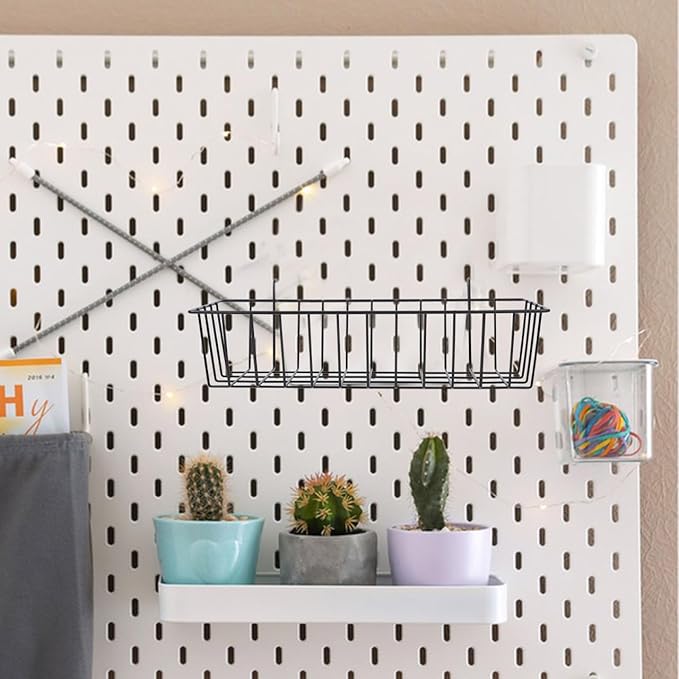 Ciieeo Wire Hanging Basket 12.4 Inch Multi-Purpose Grid Wall Storage Organizer Metal Hanging Basket for Kitchen Garage Worksh