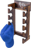 MyGift Wooden Hat Rack Wall Mount, Baseball Cap Organizer Display Holder, Hat Storage Shelf with White Cursive Hats Label,10 
