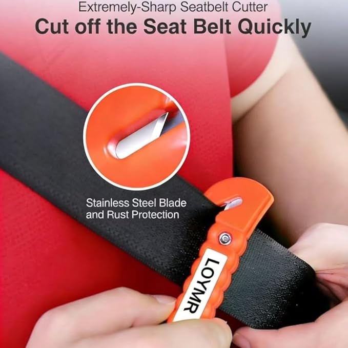 Car Safety Hammer (2 Pack) - 2-in-1 Emergency Escape Tool with Window Breaker & Seat Belt Cutter for Vehicles, Home & Office