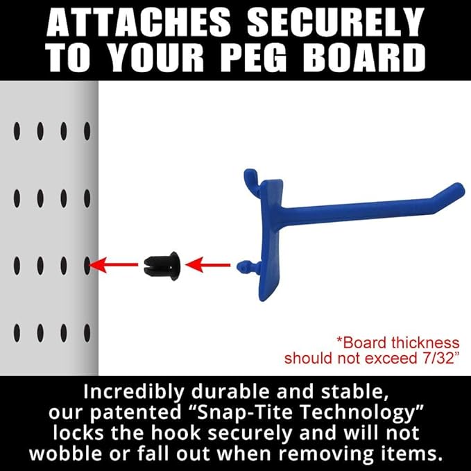 PegPro™ 2" Straight Hooks for 1/4" Pegboards - Secure Plastic Hooks for Your Wall Organizer - for Craft Storage, Garage, Kitc