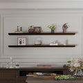 IEO Long Wooden Floating Shelves for Room Wall, Natural Wood Floating Shelves Wall Mounted Kitchen Shelf for Living Room, Bed
