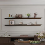 IEO Long Wooden Floating Shelves for Room Wall, Natural Wood Floating Shelves Wall Mounted Kitchen Shelf for Living Room, Bed