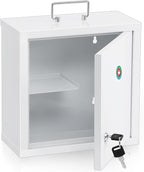 KYODOLED Locking Medicine Cabinet, Medication Lock Box with Key, Wall Mount Medical Cabinet for Safe Medication Storage, 10 *