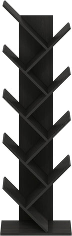 Furinno TREE Book Shelf, 9-Tier Bookshelf, Tree Bookcase with Angled Open Shelf, 8.4 x 15.7 x 50.9, for Room Decor, for Livin