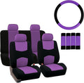 FH Group Flat Cloth Car Seat Covers Purple/Black