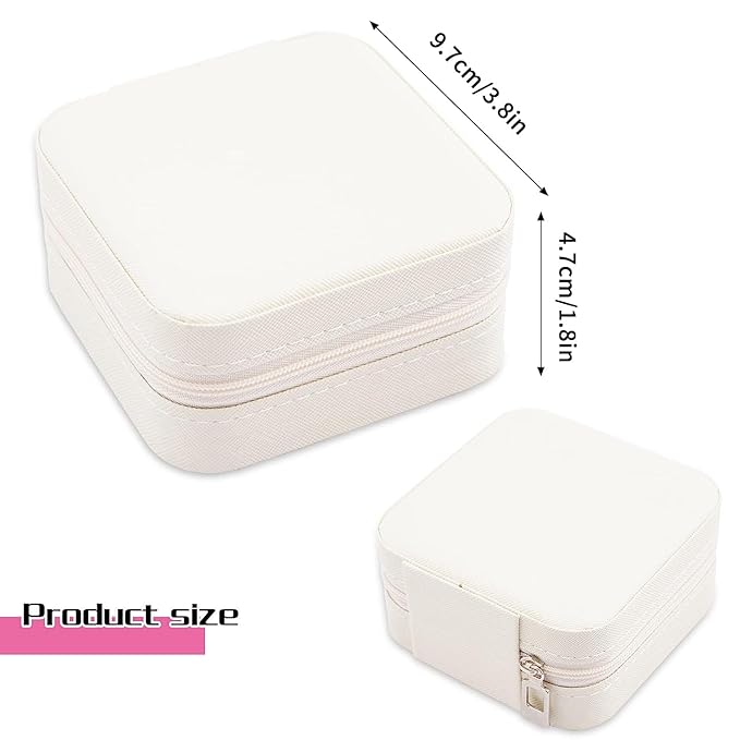 Neveika Portable Travel Mini Jewelry Box Leather Jewellery Ring Organizer Case Storage Gift Box Girls Women (4pcs White).