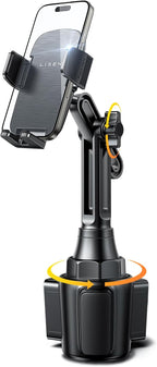 LISEN Upgraded Version Cup Holder Phone Holder 360° Adjustable Long Neck Car Phone Mount Golf Cart Phone Holder, Truck Jeep Accessories for iPhone 17 Air Pro Samsung Google and All 4-7'' Phone