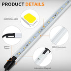 12V LED Interior Light Bar Kit Dimmable IP67 Waterproof Camping String Lights, 2 Bars White & 2 Bars Amber Aluminum Magnetic Mount Exterior Lights for RV, Camping Tent,Car