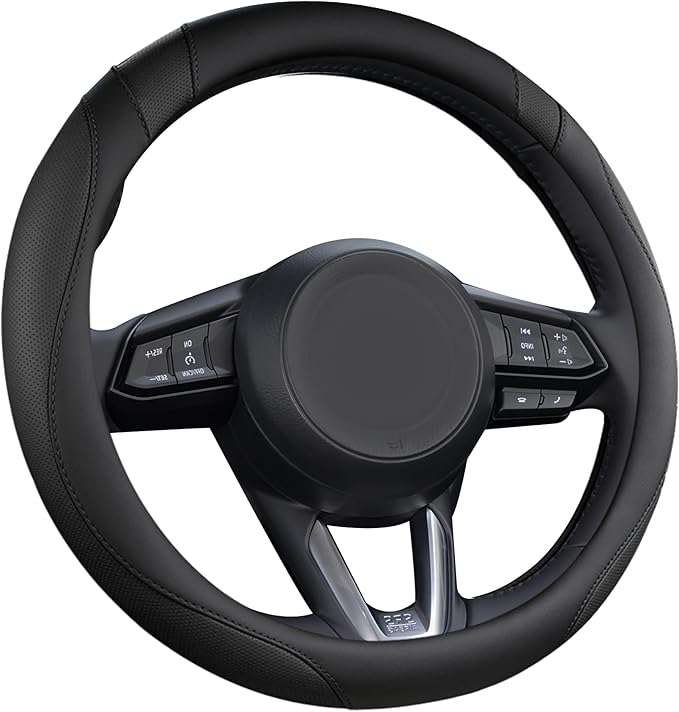 West Llama Car Steering Wheel Cover for Mazda 3,5,6,CX-3,CX-5,CX-30,CX-50,CX9,CX-9,MX-5 Miata,CX-7,RX-8,14.5-15 inches(Black-