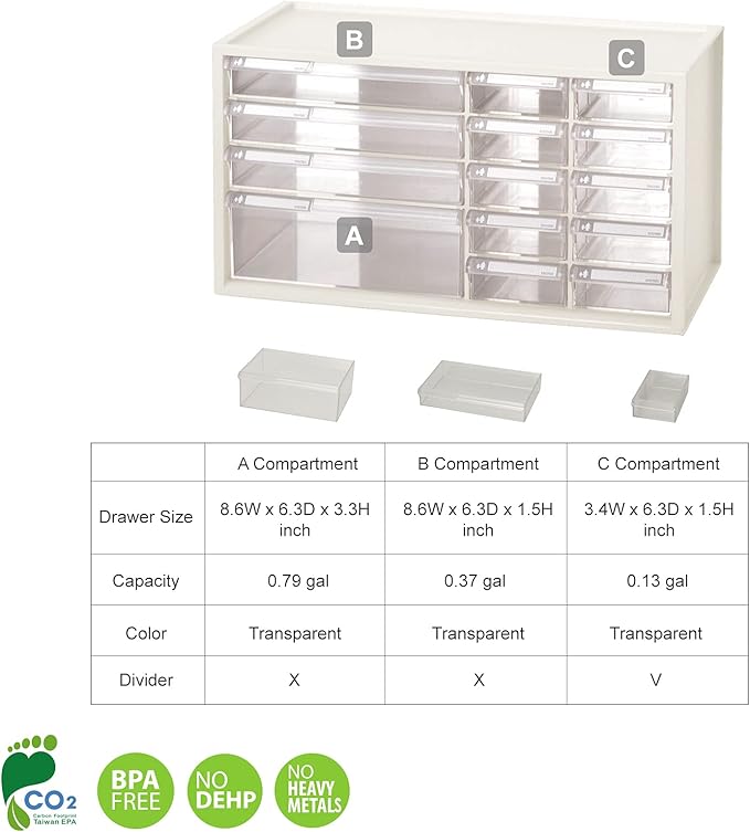 livinbox Desk Storage Organizer 14 Drawers, Parts Arts Hardware and Craft Manicure Storage Cabinet Bin, Teacher Toolbox, Stat