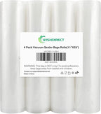 Vacuum Sealer Bags Rolls Compatible with FoodSaver 4-Pack 11" x 25' Vacuum Seal Rolls Fit Inside Machine Double-Side Embossed