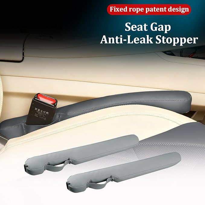 Car Seat Gap Filler, 2PCS Between Vehicle Seats Console Organizer Stop Things from Dropping, Automotive Interior Chair Gap Coverage Fill, Universal for SUV Automobile Truck (Cyan Grey)
