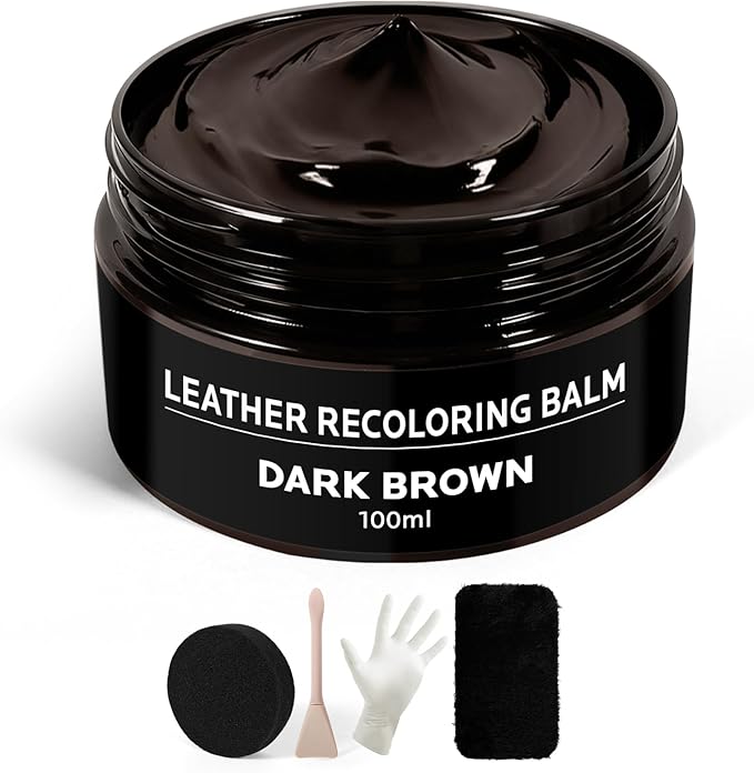 Brown Leather Recoloring Balm: Leather Color Restorer Conditioner, Leather Repair Kits for Vinyl Furniture Sofa Car Seats Sho