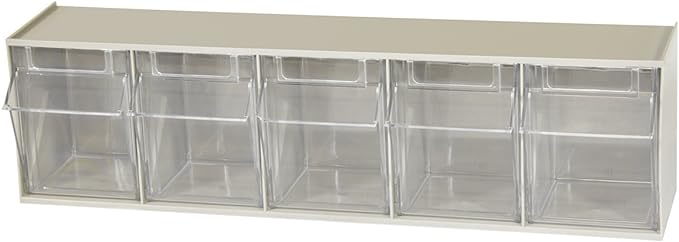 Akro-Mils 06705 TiltView Horizontal Plastic Organizer Storage System Cabinet with 5 Tilt Out Bins & 10144, 44 Drawer Plastic 