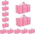 12 Pack-Extra Large Heavy Duty Moving Bags - Waterproof Storage Totes with Handles & Zippers, Foldable for College Dorm, Stor