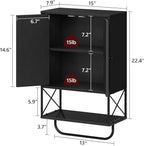 MAHANCRIS Bathroom Wall Cabinet with 2 Door and Adjustable Shelf, Farmhouse Medicine Cabinet with Towel Rack, 3-Tier Wall Mou