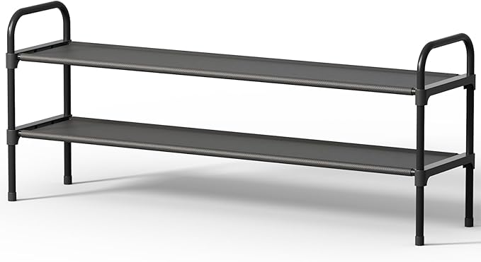 Kitsure Extra-Long Shoe Rack for Closet, Shoe Organizer for Front Door Entrance, Stackable Shoe Shelf, Detachable Closet Orga
