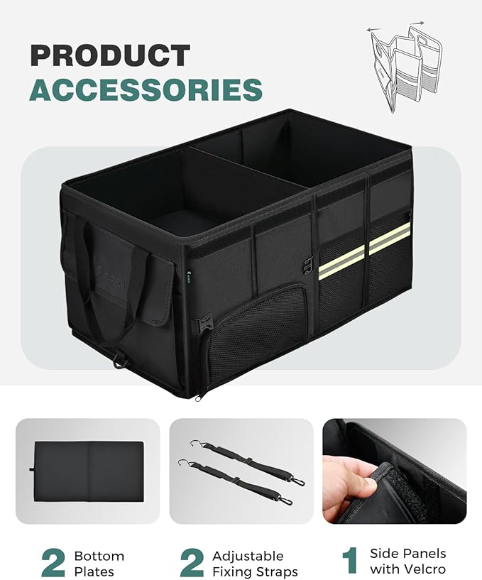 FLORICH Trunk Organizer with Breathable Shoe Storage for Suv, Waterproof Car Organizers Collapsible, Large Trunk Organizer Bac