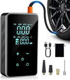 Tire Inflator Portable Air Compressor-150PSI Air Pump for Car, Bike Pump Touch Screen/Gauge/Light, Tire Pump 3X Faster Inflation with Tire Pressure Gauge for Motorcycle, Bike, Ball